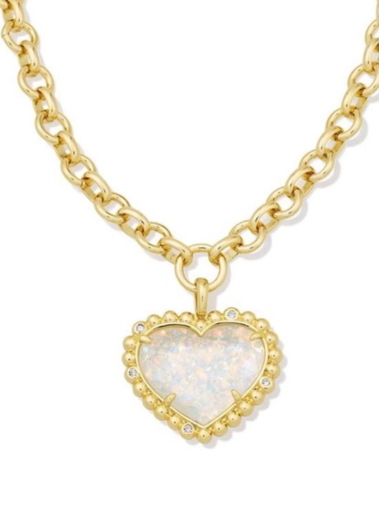 Kendra Scott Jewelry - Kendra Scott Anna Framed Gold Heart Necklace with Iridescent White Opalite
